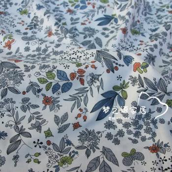 Navy Floral Twill Fabric for Sewing Projects