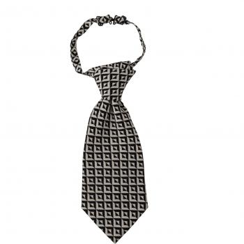 100% Silk Adjustable Tie in Black and White Geometric Pattern by Dolce & Gabbana