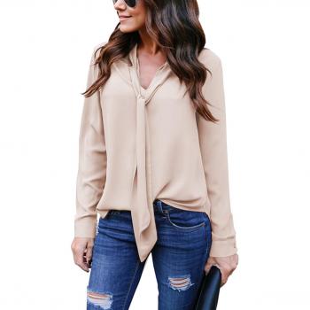 Hownew-X Damen Vintage Bluse Langarmshirt V-Ausschnitt