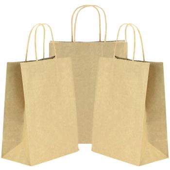 FiveSeasonStuff Small Brown Kraft Paper Bags with Reinforced Handles