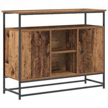Armadietto in Legno Antico 100x35x80 cm con Dettagli in Acciaio