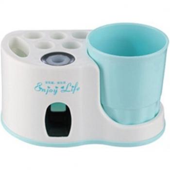 Toothpaste Dispenser and Toothbrush Organizer with Wash Cup
