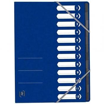 Trieur Top File+ A4 12 compartiments bleu Oxford