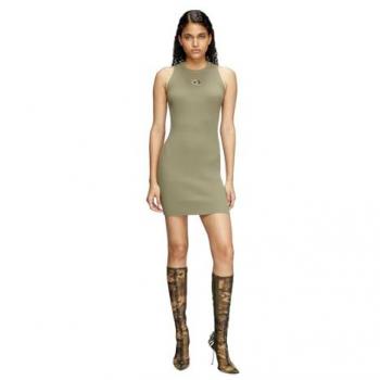 Robe en maille côtelée verte Diesel
