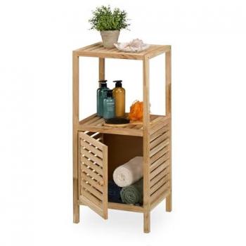 Dual-Height Walnut Bathroom Shelf, 86x40x36cm, Freestanding Storage for Bath & Kitchen