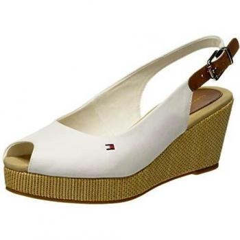 Tommy Hilfiger Elba Sling Back Wedge, Sandali Donna, Bianco
