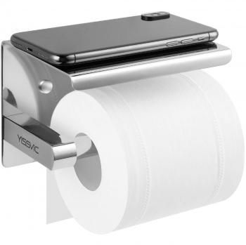 Yissvic Porta Carta Inox 304 Installazione Rapida senza Fori, Con Supporto Cellulare