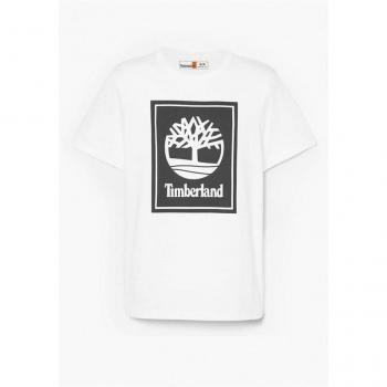 Camiseta de Hombre Timberland Logo Apilado Blanco/Negro