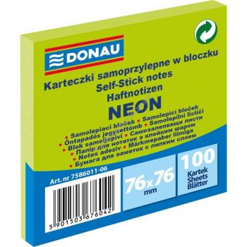 Donau Selbstklebeblock 76x76mm, 100 Blatt, Neonfarbe