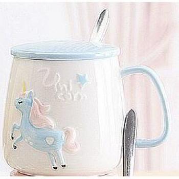 Charming Unicorn Ceramic Drinkware with Lid