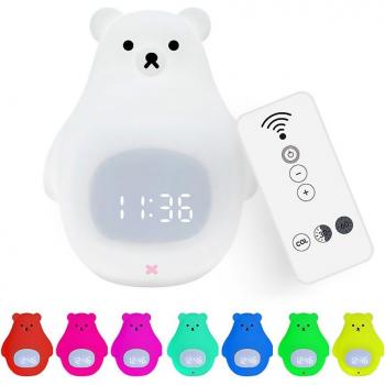 Reloj Despertador Infantil 9x8x15 cm, Luz Nocturna Regulable, Unicornio Azul