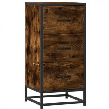 Smoked Oak Sideboard 35.5x35x76 cm Engineered Wood and Metal