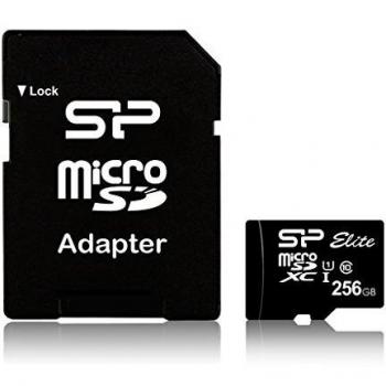 Silicon Power Elite (microSDXC, 256 GB, U1, UHS-I), Speicherkarte, Schwarz