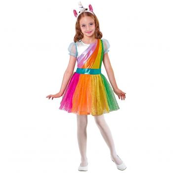 Buntes Mädchen‑Kostüm „Einhorn Regenbogen“ – Widmann