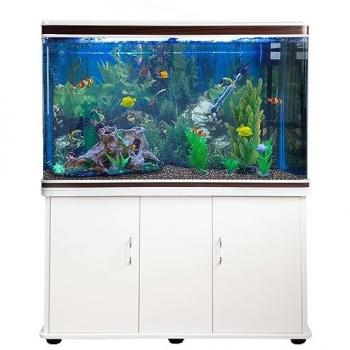 Set Completo: Acuario 300L, Mueble Blanco, Grava Natural y Calentador 300W