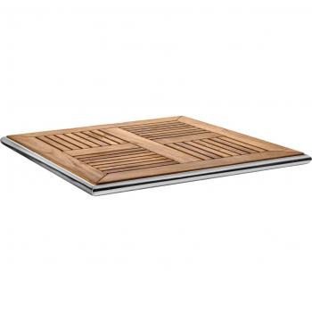 Piano tavolo quadrato VEGA in teak marrone/argento