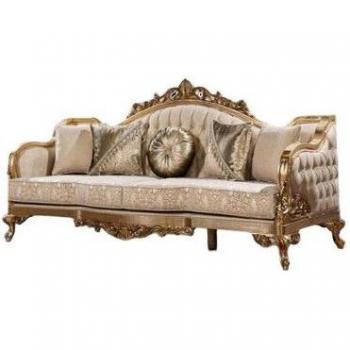 Sofaklassiker Gold – 3‑Sitzer Sofa mit integriertem Couchtisch
