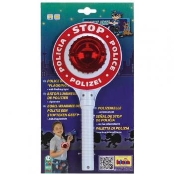Klein Polizei‑Stop-Kelle mit Blinklicht