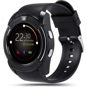 Smartwatch con Notifiche e Tracker Nero Quadrante Rotondo 3cm