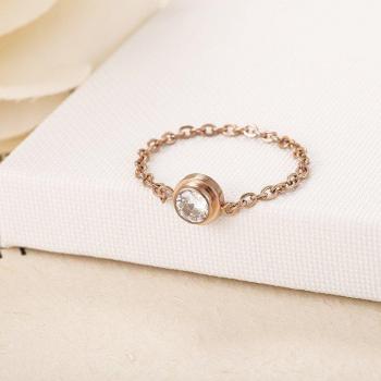Classic Rose Gold Chain Ring with Cubic Zirconia for Women
