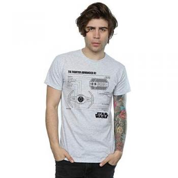T-Shirt Uomo Star Wars TIE Fighter X1 Stampa Blueprint