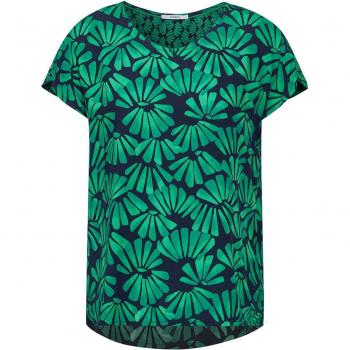 Cecil Damen Kurzarm Bluse Print Mix in fresh apple green, Größe S