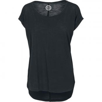T-Shirt Long Back Shaped Slub Tee Nero per Donna RED by EMP