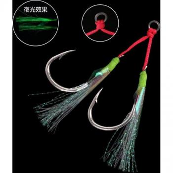 Anzuelo Luminoso con Pluma y Línea PE para Jigging, Ideal para Atún y Lucio