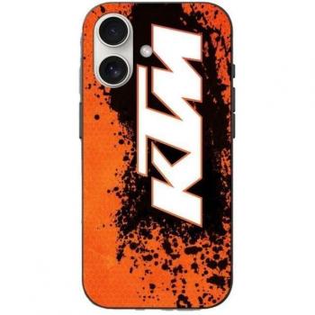 Estuche protector iPhone 16 KTM Kraftfahrzeuge con acabado naranja mate y superficie suave