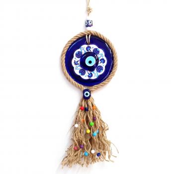 Braided Glass Bead Evil Eye Charm