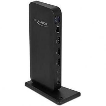 Delock USB Type-C DP 1,4 Docking Station 4K (Docking Port), Dockingstation + USB Hub, Schwarz
