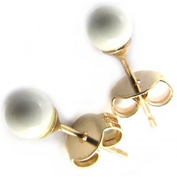 Les Trésors de Lily M6968 – Boucles plaquées or, agate blanche, 4 mm