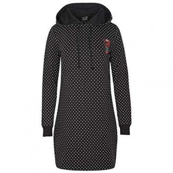 Pussy Deluxe Cherries Dots Kapuzenkleid schwarz-weiß