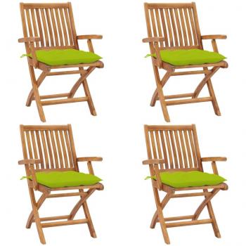 Sedie Pieghevoli in Teak Massivo con Cuscini – Kit 4