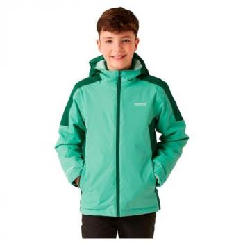 Ropa exterior de montaña para niños: chaqueta impermeable Regatta Hurdle V Verde