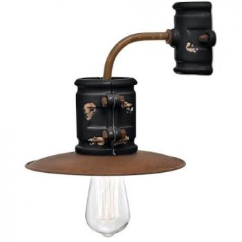 Applique Vintage Urban in Ferro e Ceramica Nero 25 cm E27