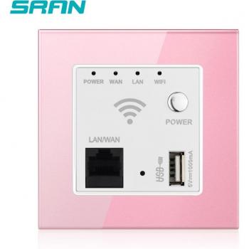 SRAN USB Wall Socket with WiFi, 300MB, Crystal Glass Panel, 86mm x 86mm