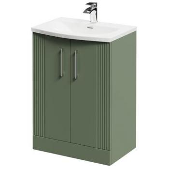 Polished Chrome Handled Satin Green Vanity Unit