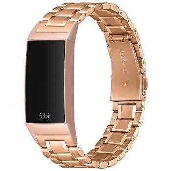 AOYU Edelstahl Armband für Fitbit Charge 3/4, Sport Ersatzarmband