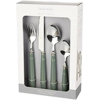 Ceramic‑Handled Green Cutlery Set, 16 Pieces, Mary Berry Signature, Packaged for Gifts