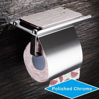 Support de rouleau de papier toilette en inox avec étagère