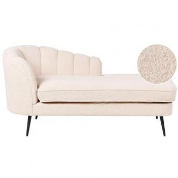 Beliani Divan Récupérable – Beige Légèreté Bouclée – 150 × 75 × 76 cm
