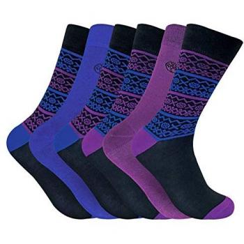 Sock Snob Fairisle Herren‑Socken 6‑Pack – EU 41–45, blau