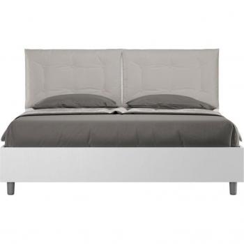 Cama Elegancia Egos Análica 160x200 Blanco y Gris Piel Sintética Tórtola