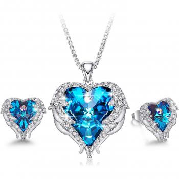 Halskette & Ohrringe „Angel Herz“ von CDE – 18 Karat Weißgold, Kristall‑Details