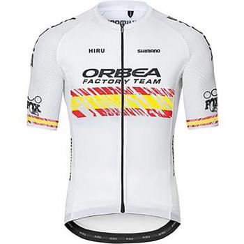 Camisola Hiru Orbea Team Campeão Espanha Manga Curta Branca e Amarela