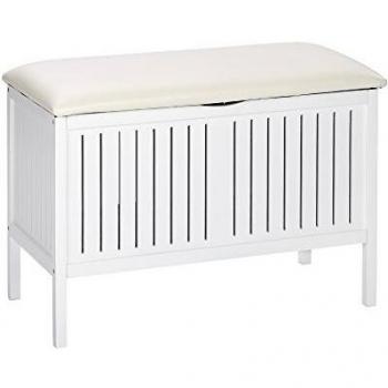 Wenko Panchina per bagno Oslo, panchina portagioie in stile scandinavo per bagno, Legno, 78 x 55 x 39 cm, Bianco