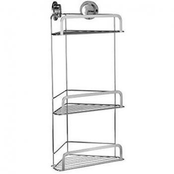 Croydex Stick-n-Lock 3 Tier Corner Basket Silver