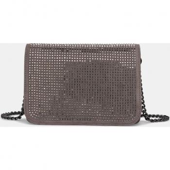 Rhinestone-Embellished Gray Handbag