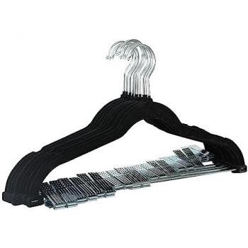 Lot de cintres à pantalons en velours noir avec clips